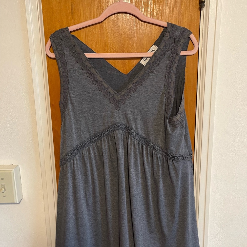 Impressions Charcoal Lace Detail Dress